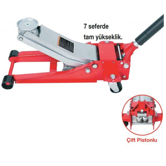 GAR TOOL 2 Ton Çift Pistonlu Arabalı Zemin Krikosu