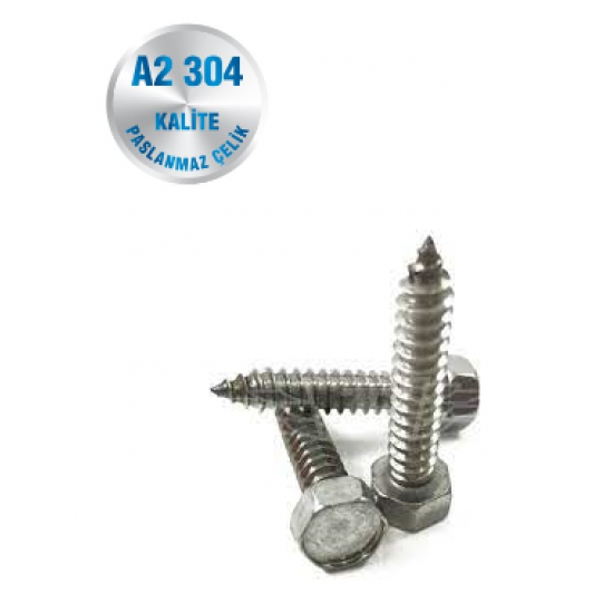 İNOX 4.8 MM ALTIKÖŞE SAÇ VİDASI A2-304 KALİTE DIN 7976