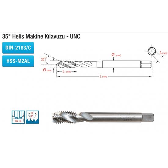 35° Helis Makine Kılavuzu - UNC DIN-2183/C  HSS-M2AL