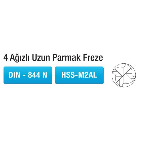 4 Ağızlı Uzun Parmak Freze DIN - 844 N  HSS-M2AL