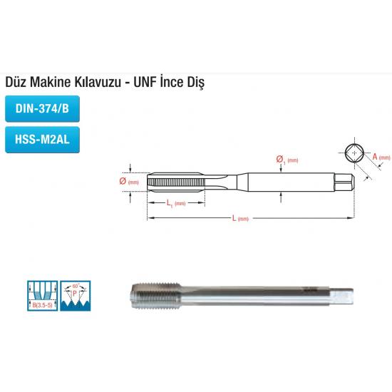 Düz Makine Kılavuzu - UNF İnce Diş DIN-374/B HSS-M2AL